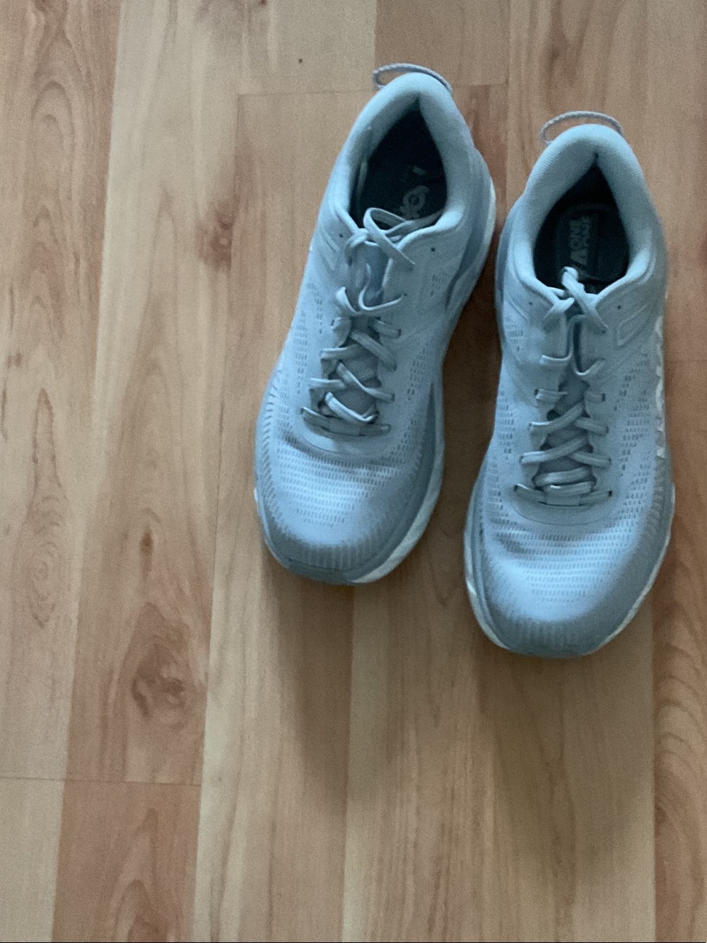 Hoka White/Light Gray Men’s Athletic Running Shoes